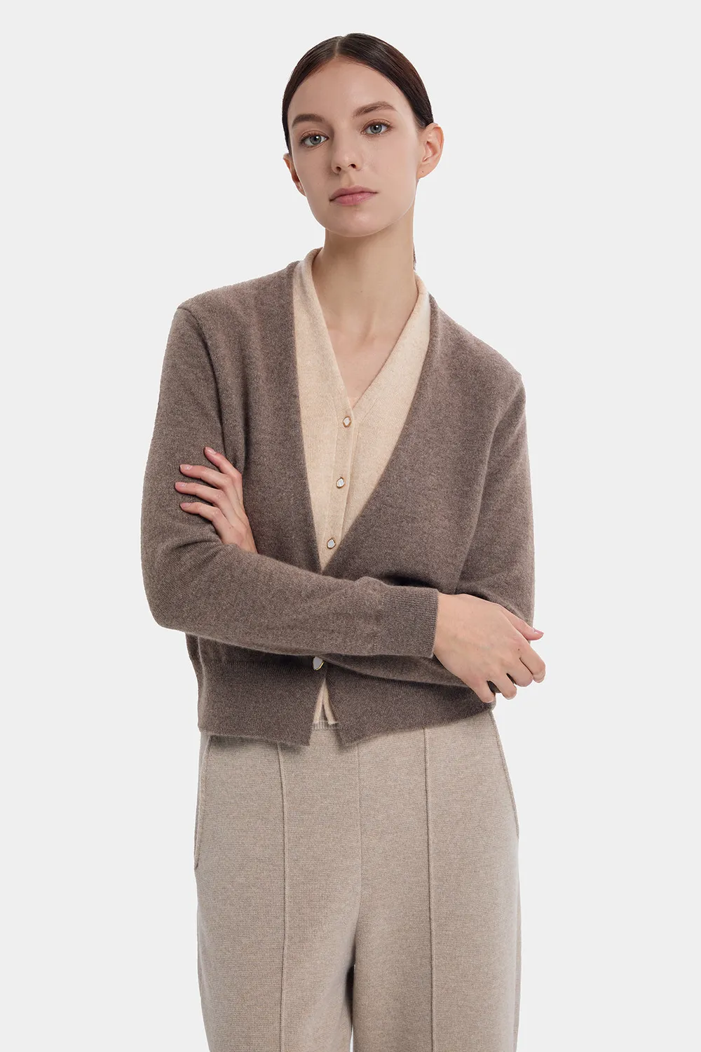 PORTS FW24 2-in-1 cardigan cashmere mandorla