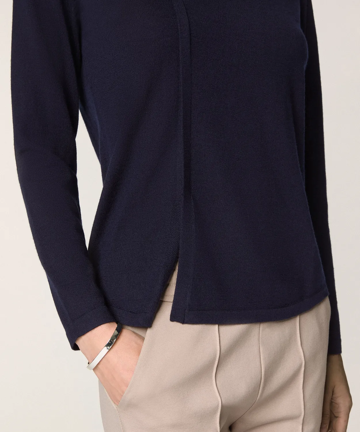 Rodier Maglione girocollo lana merino blu navy