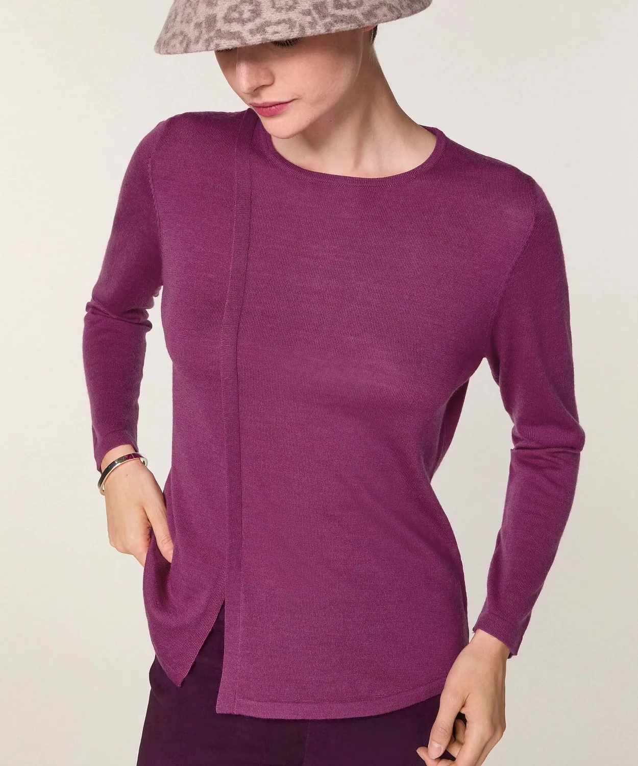 Rodier Maglia girocollo in lana cassis