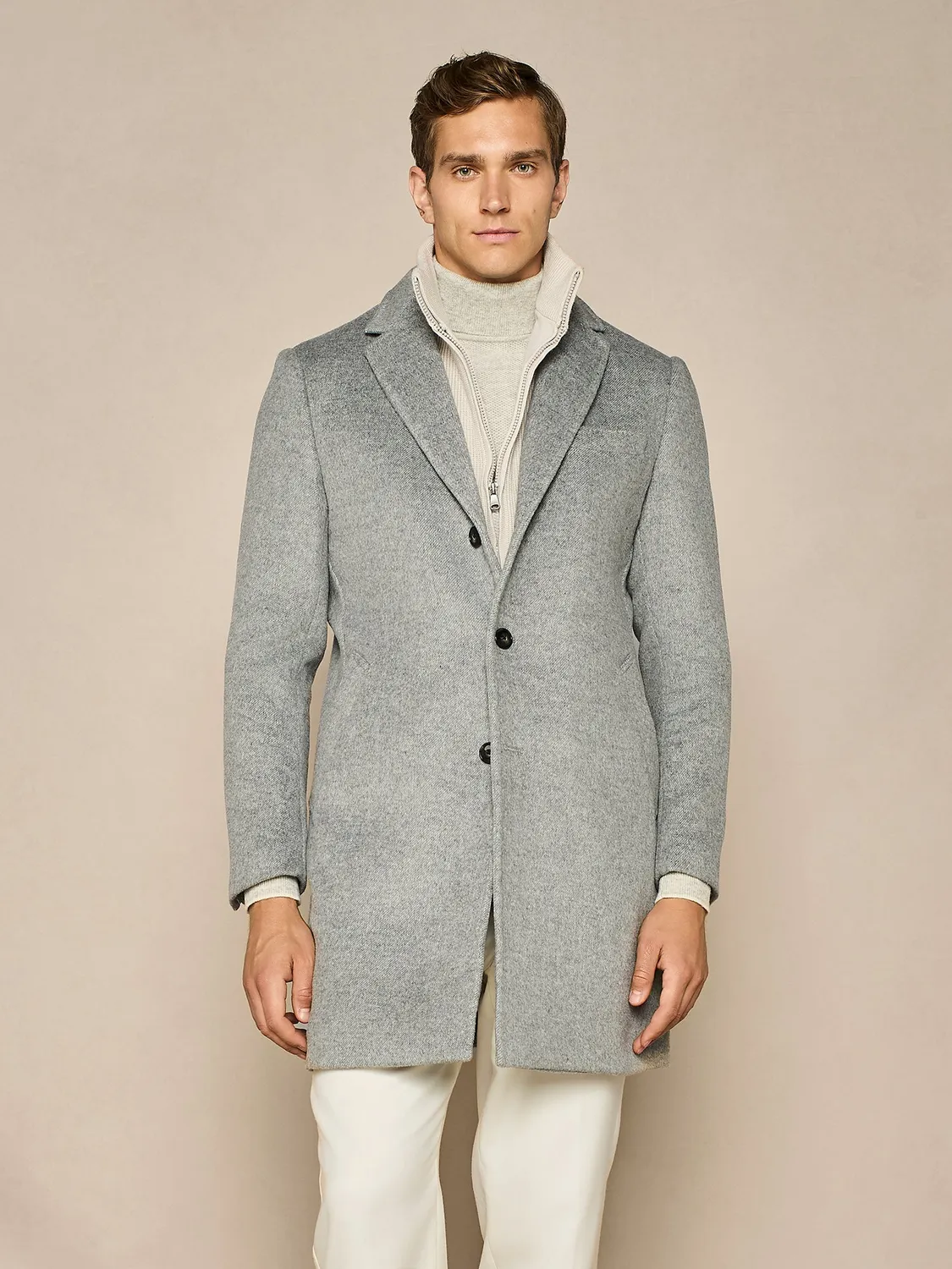 Paul Taylor Monopetto Velour Maglia Cappotto Grigio Chiaro