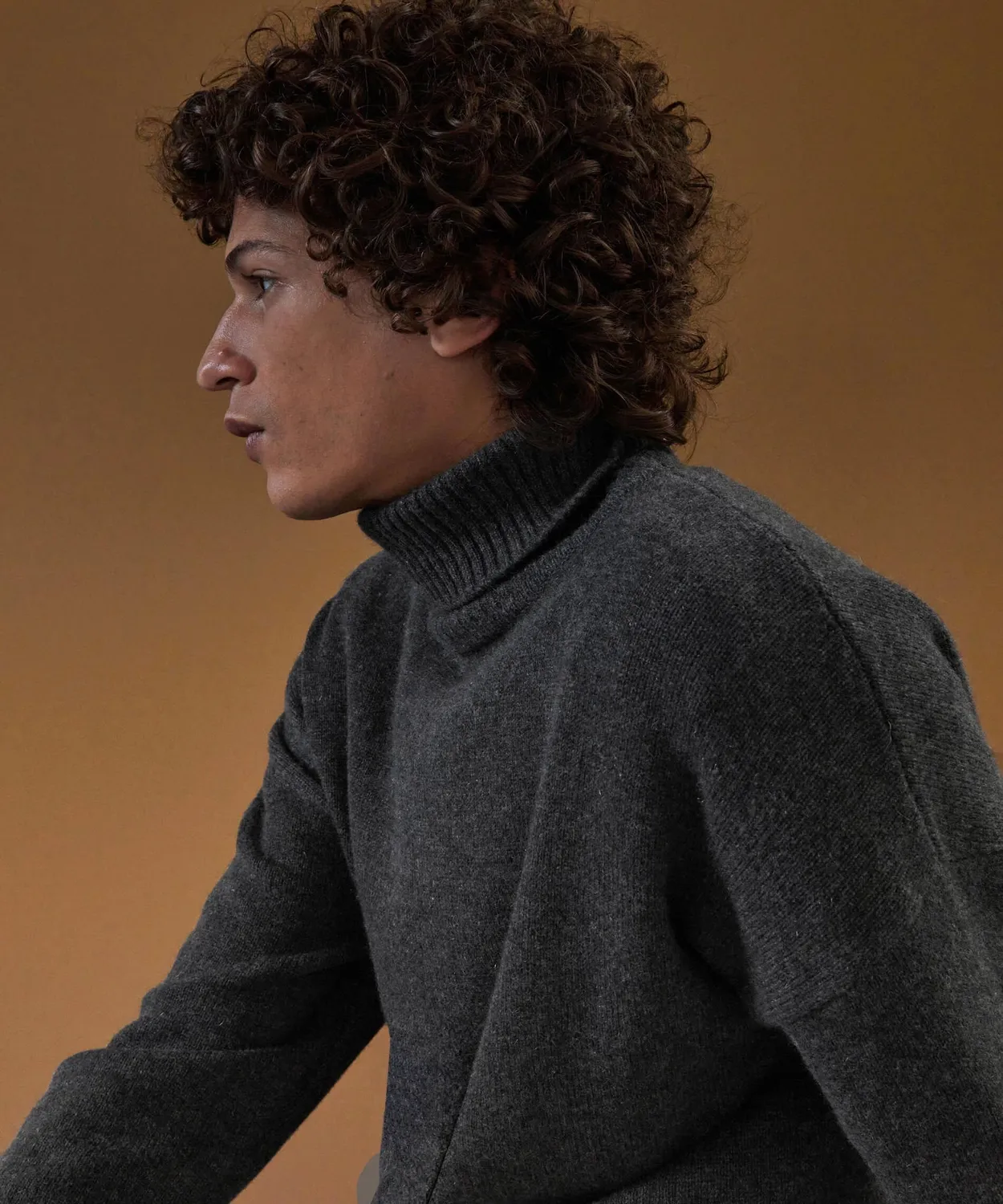 Rodier maglione cashmere collo alto grigio antracite 100% cashmere