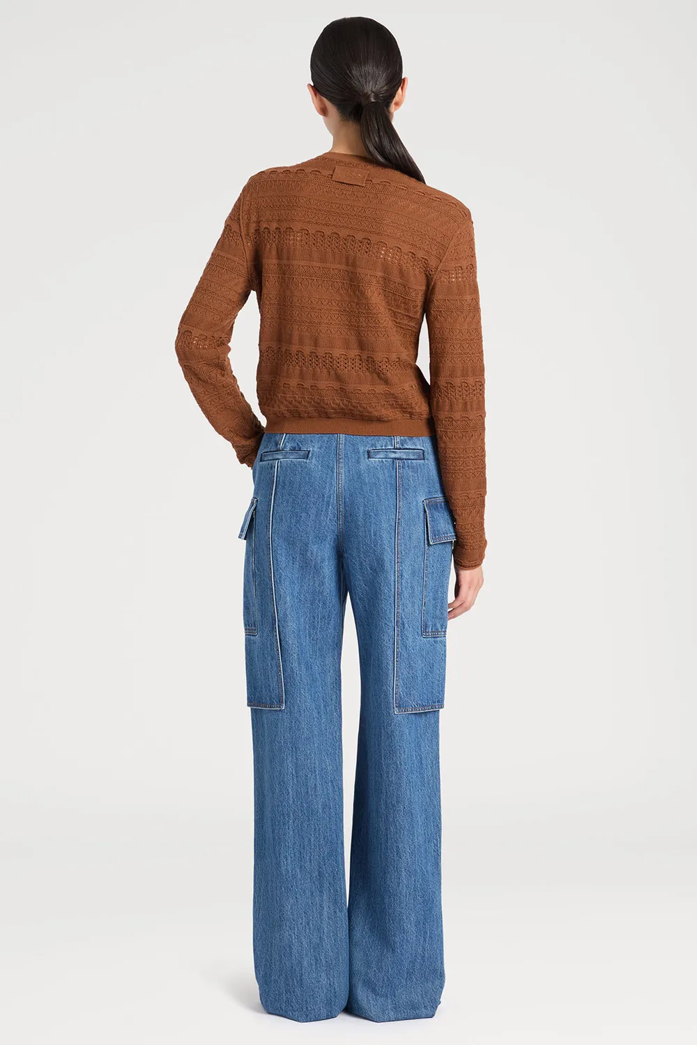 PORTS 1961 maglia cropped toffee maniche lunghe