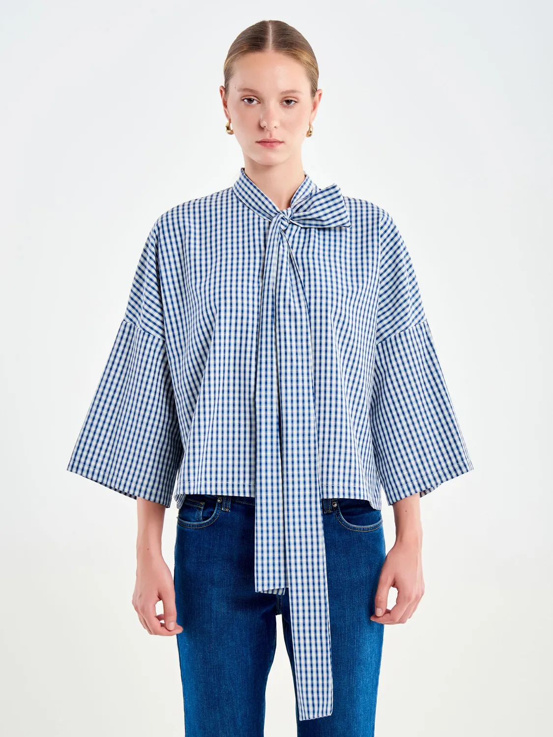 Vicolo TAC0945089ABLU camicia collo lavalliere check blu S