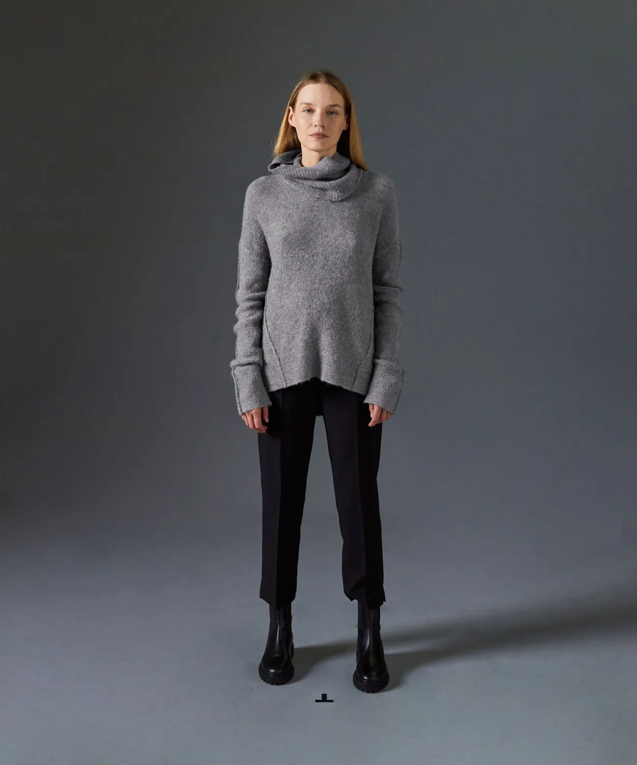Rodier Maglione Lungo Dolcevita Removibile Grigio Medio