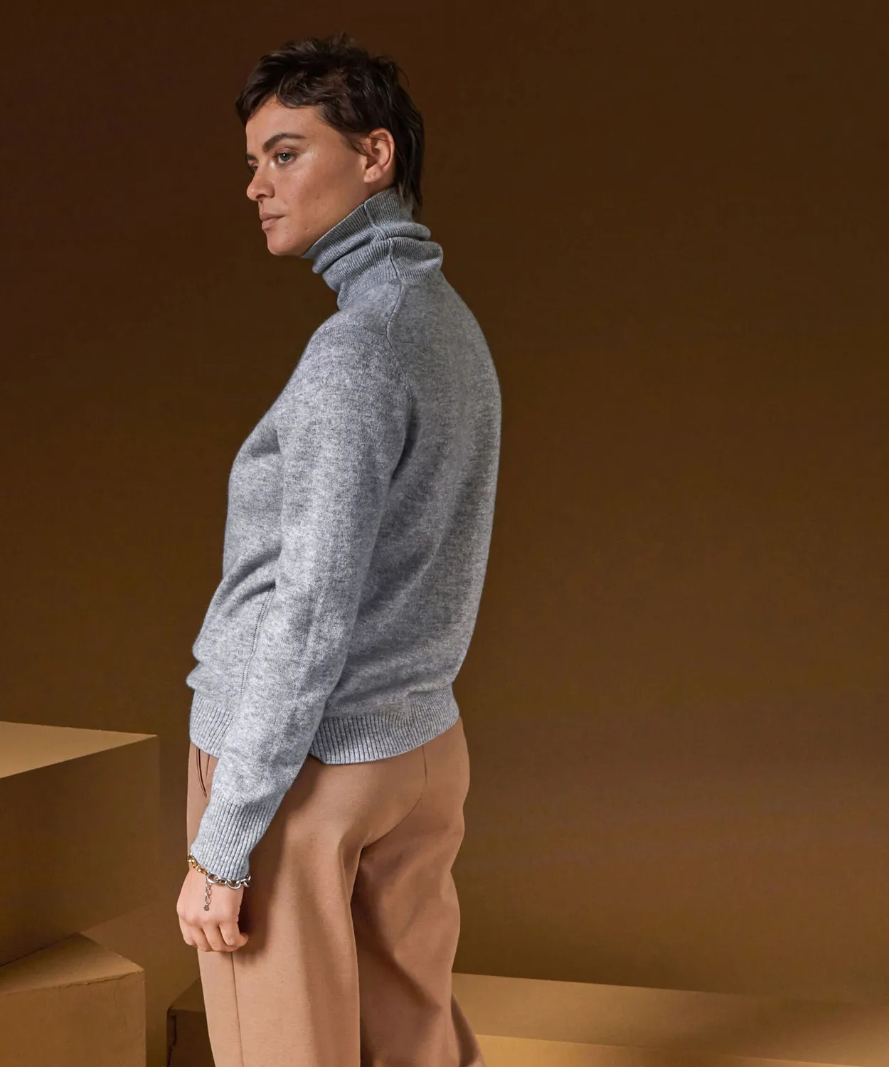 Rodier Maglione dolcevita cashmere grigio