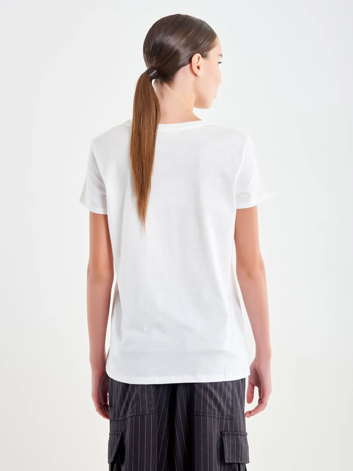 Vicolo Basica con Scritta t-shirt bianca taglia unica cotone