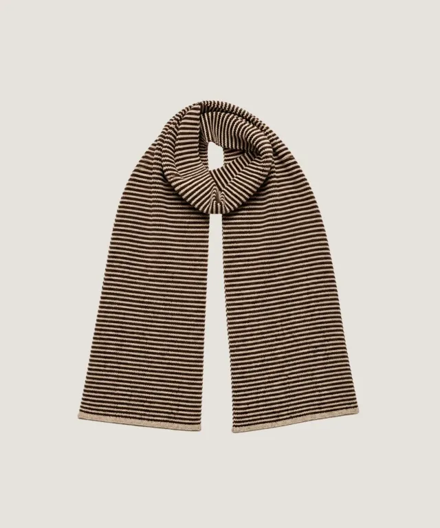 Rodier sciarpa a righe in cashmere beige taglia unica