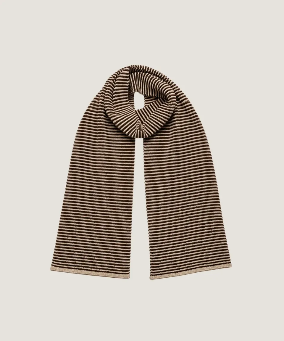 Rodier sciarpa a righe in cashmere beige taglia unica