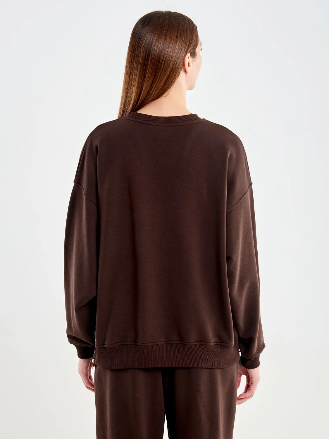Vicolo Felpa con Spacchi Zip cotone fondente