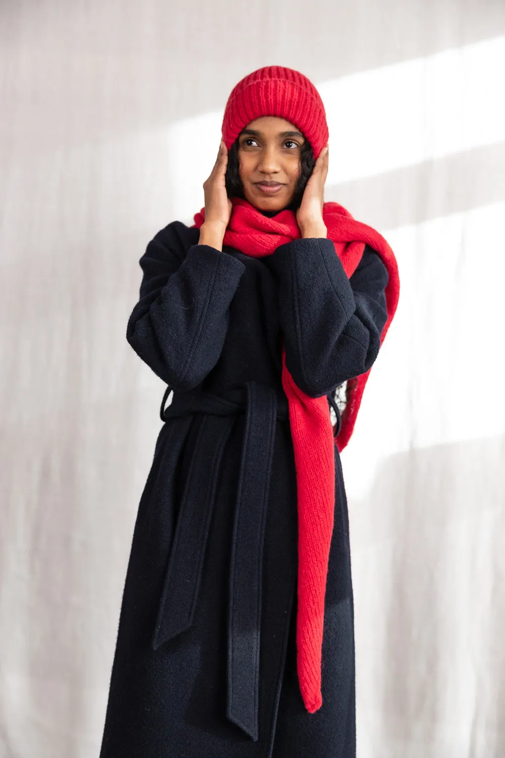 Jyoti Anatico berretto cuffia baby alpaca corallo