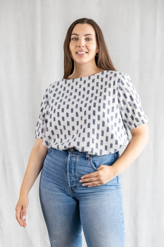 Jyoti Sarala Ikat maglietta cotone bianca