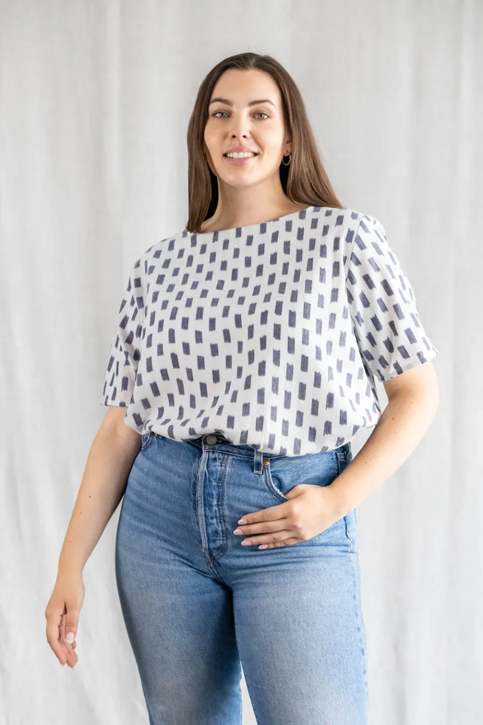 Jyoti Sarala Ikat maglietta cotone bianca