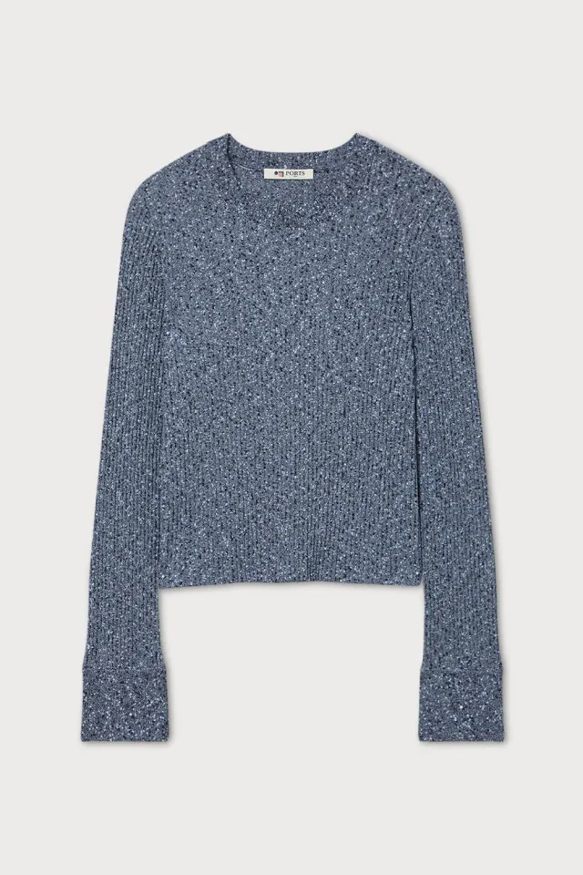PORTS 1961 Sparkle Knit Top maglia blu navy cropped