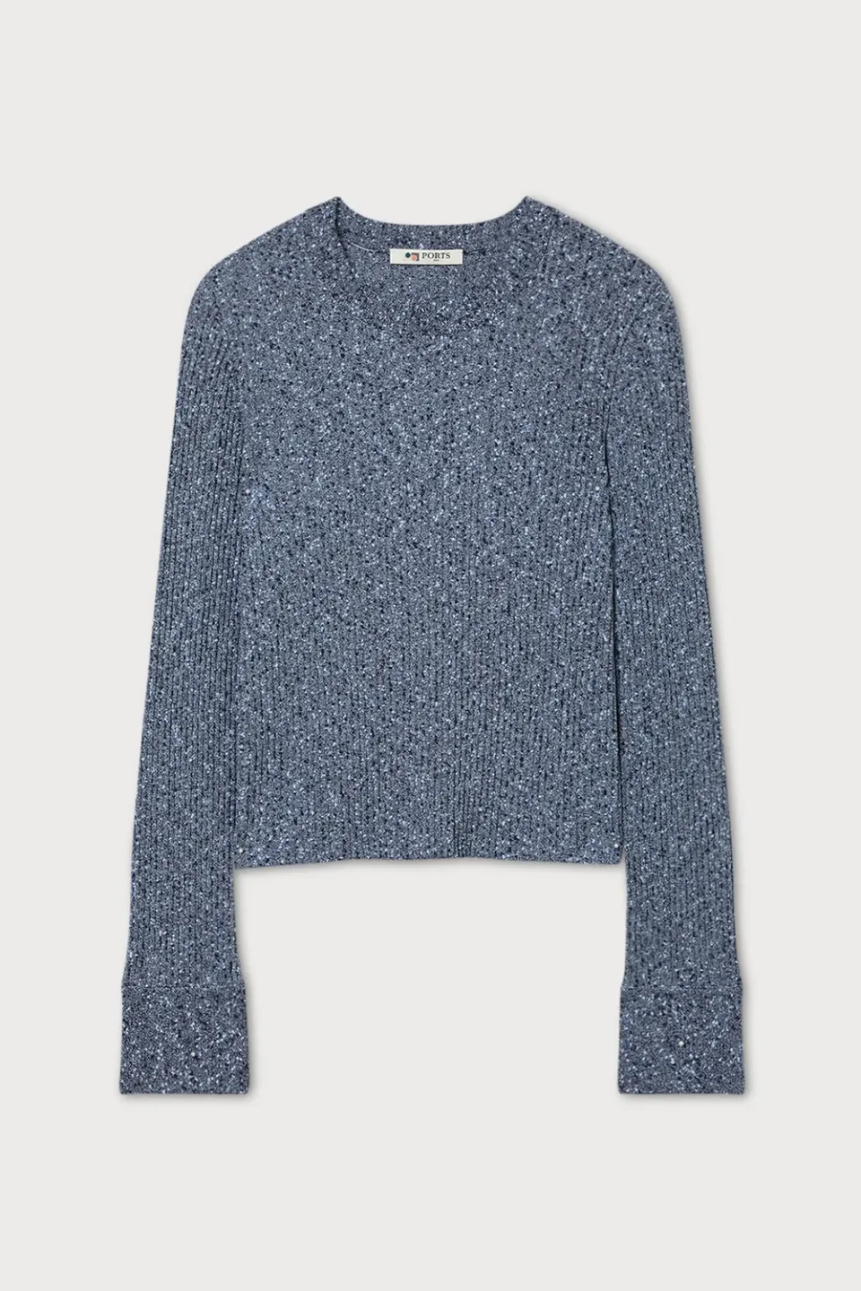 PORTS 1961 Sparkle Knit Top maglia blu navy cropped