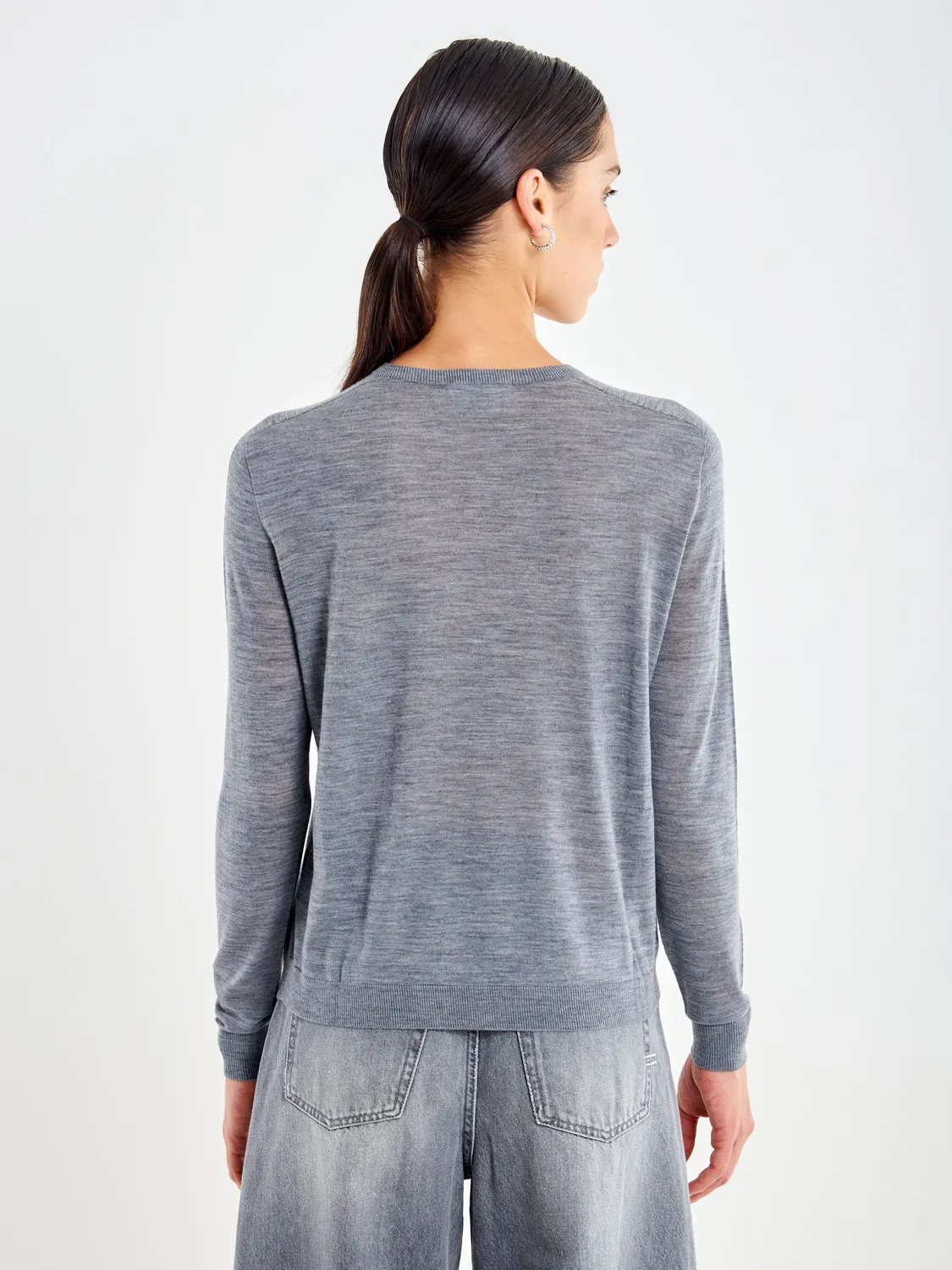 Vicolo pull girocollo grigio lana merinos