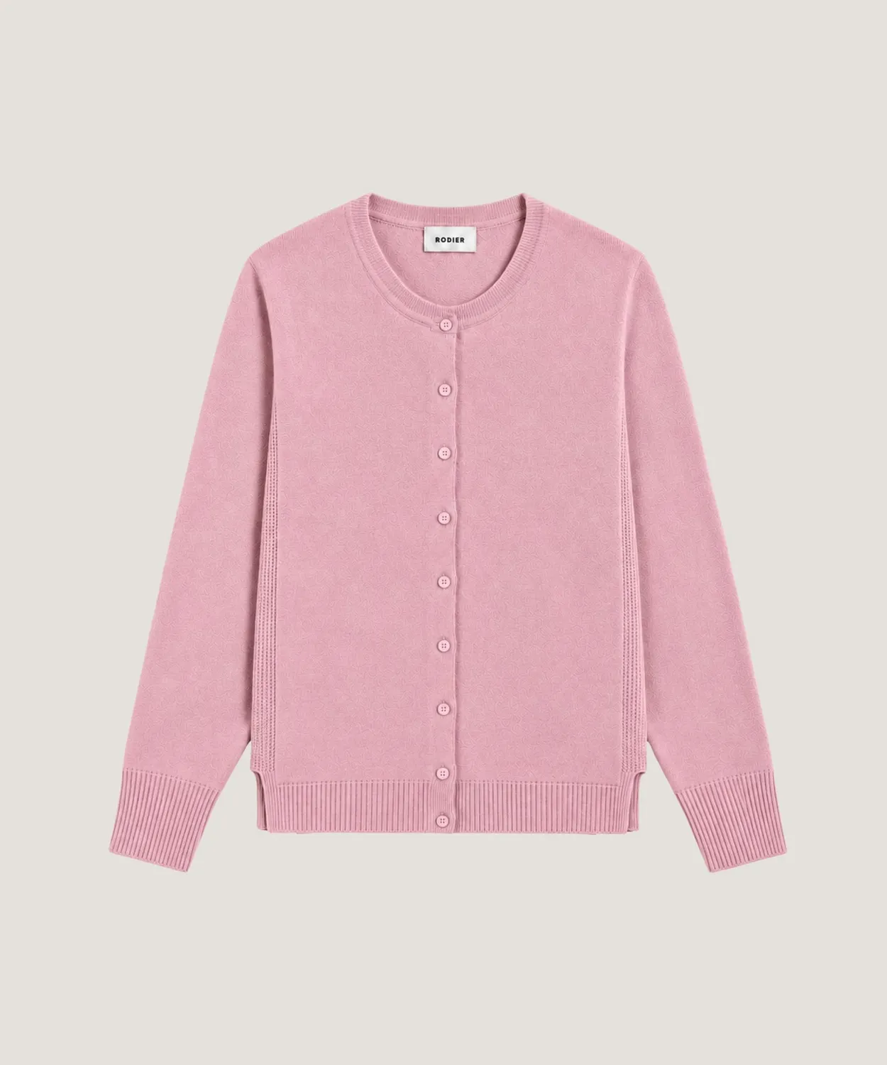 Rodier cardigan girocollo cashmere rosa