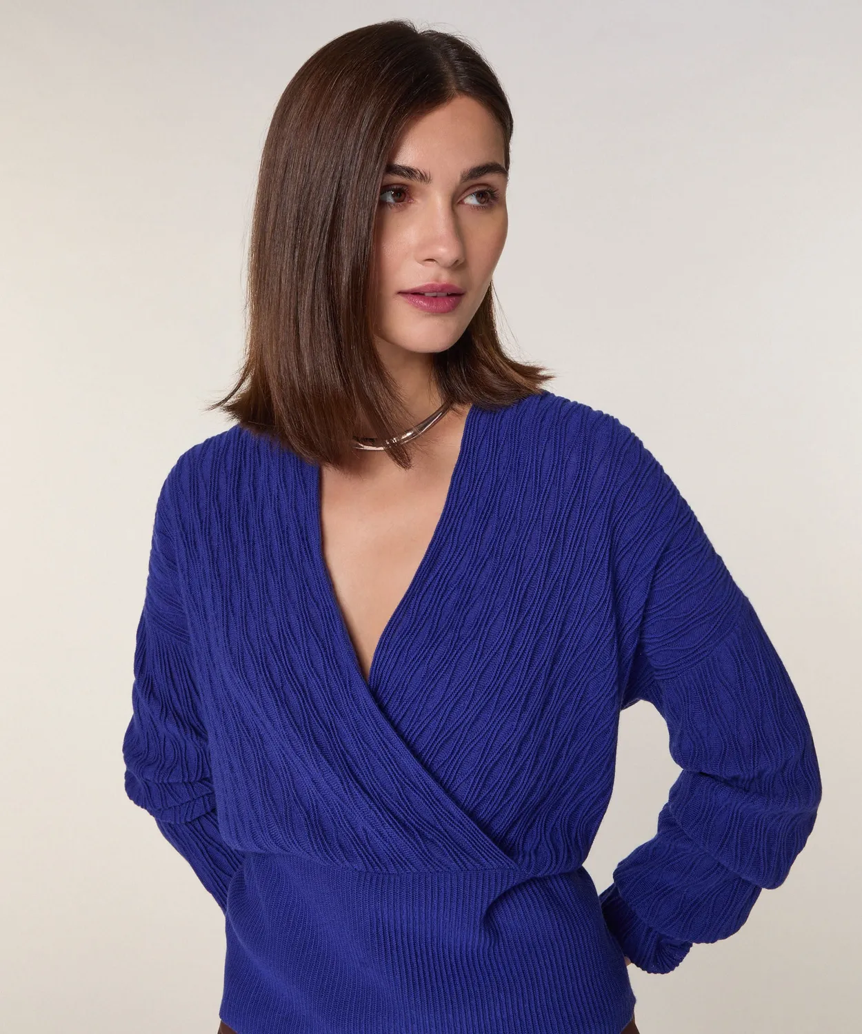 Rodier gilet avvolgente lana merino blu oltremare