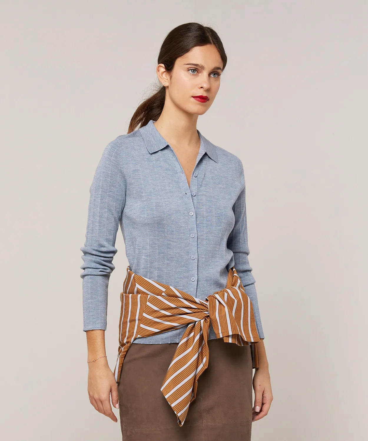 Rodier Camicia in lana celeste donna