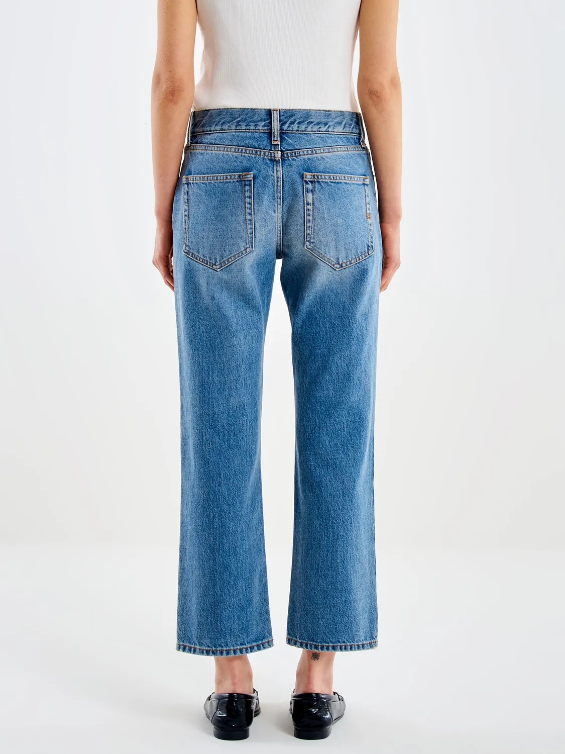 VICOLO Zeke Relaxed jeans cropped blu chiaro cotone