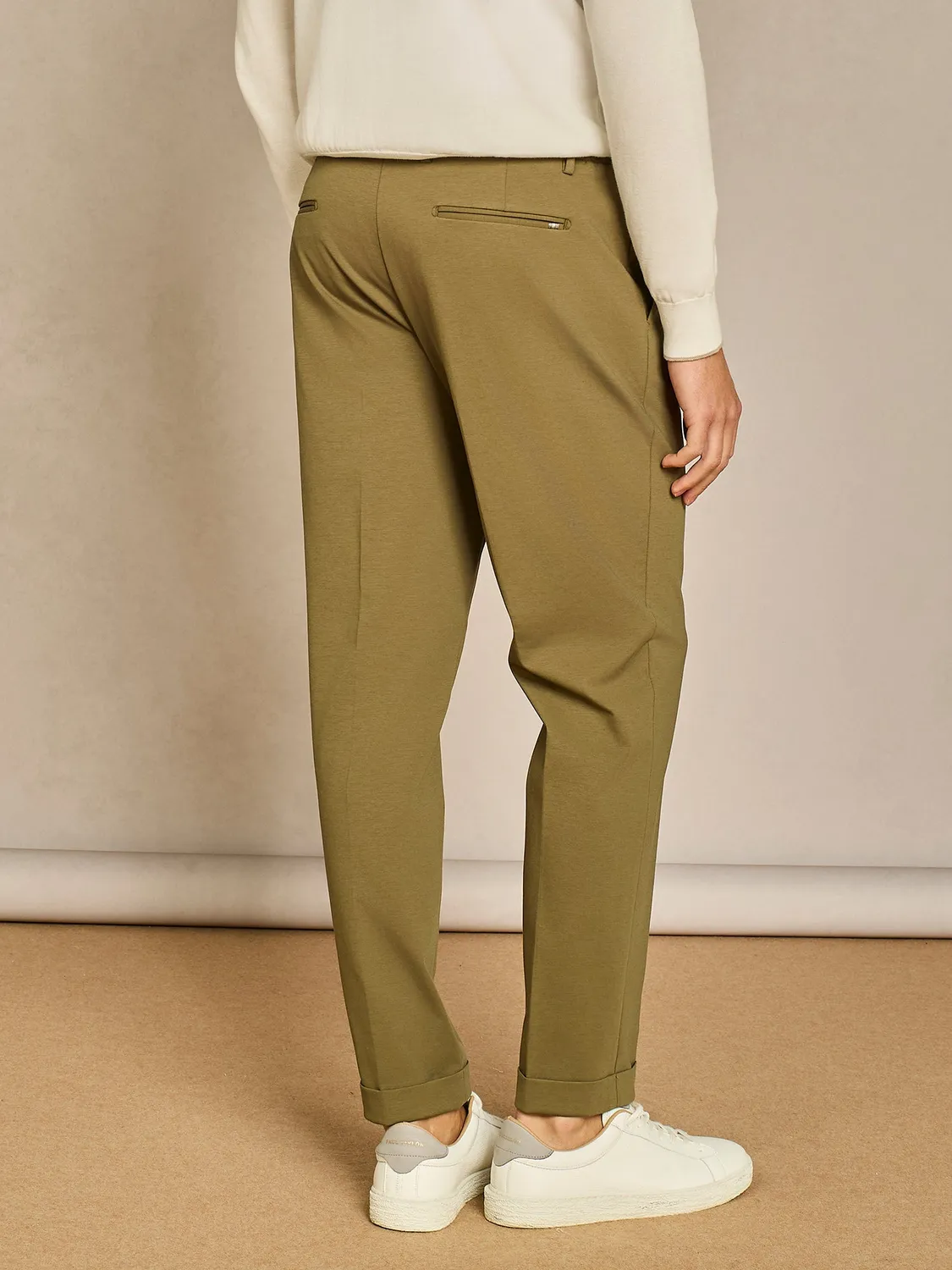 Paul Taylor jersey pantalone verde wide laccio suede
