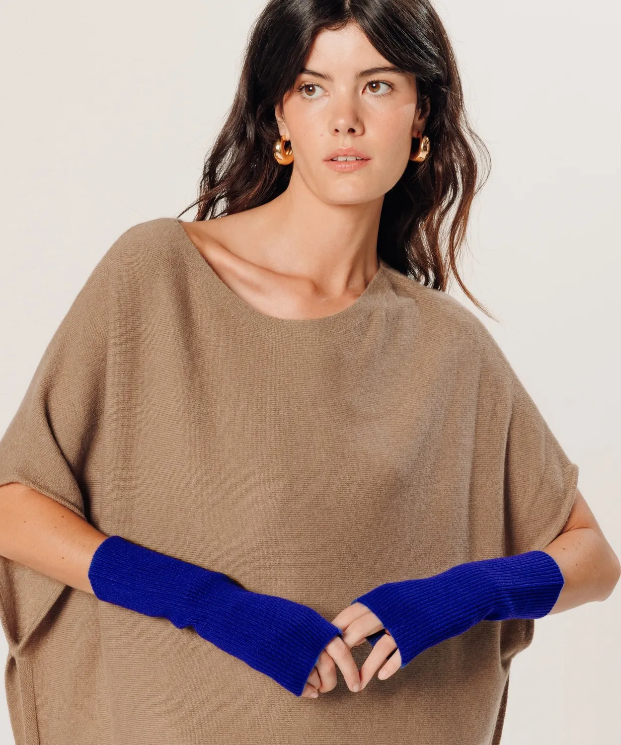 Rodier Poncho Cashmere Donna Cammello 100% Cashmere