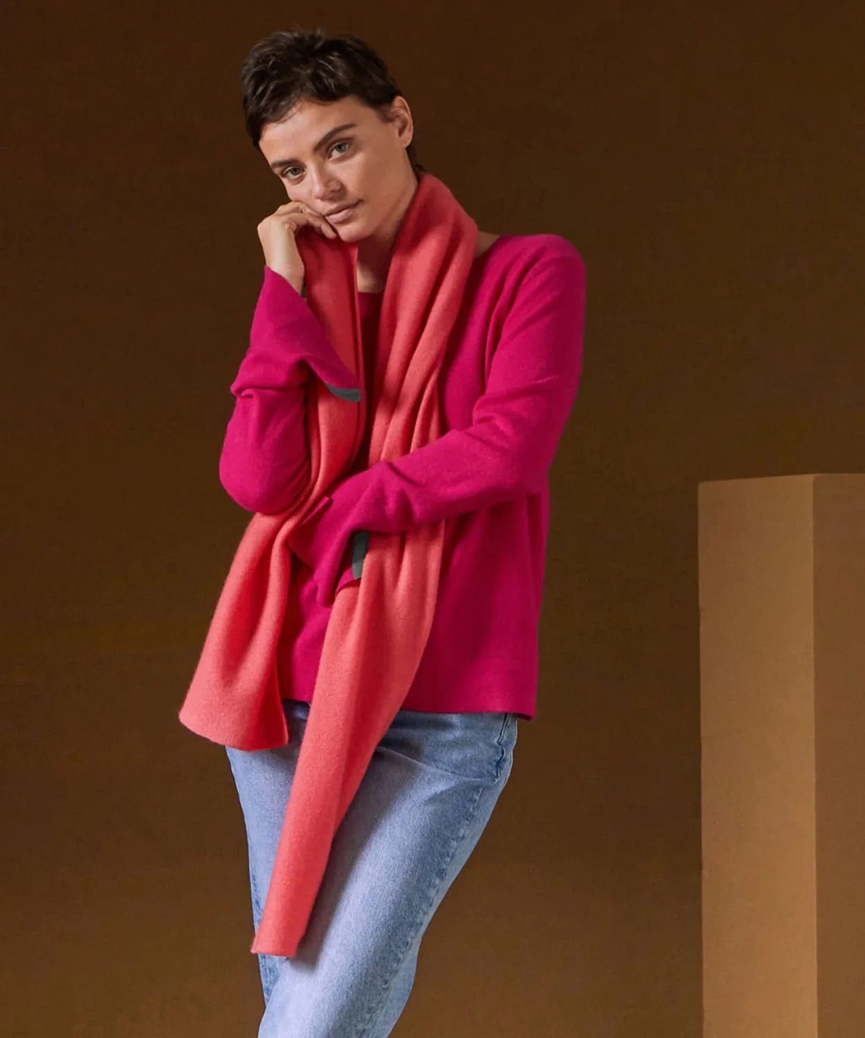 Rodier Maglione Girocollo Cashmere Rosa Tonico eco