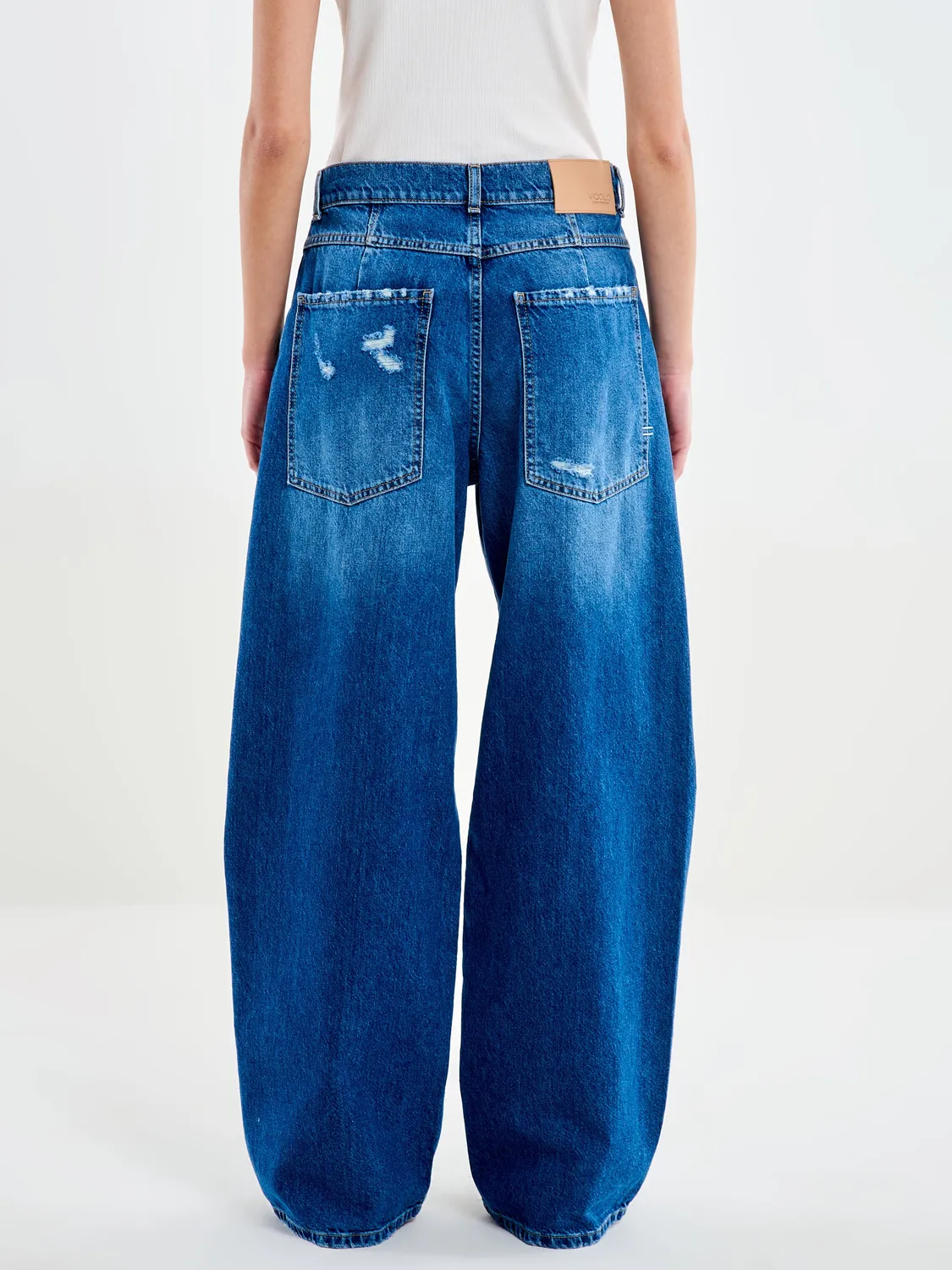 Vicolo Icon Mia jeans baggy blu con rotture