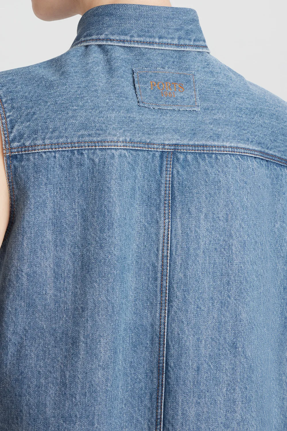 PORTS 1961 camicia denim indaco asimmetrica donna