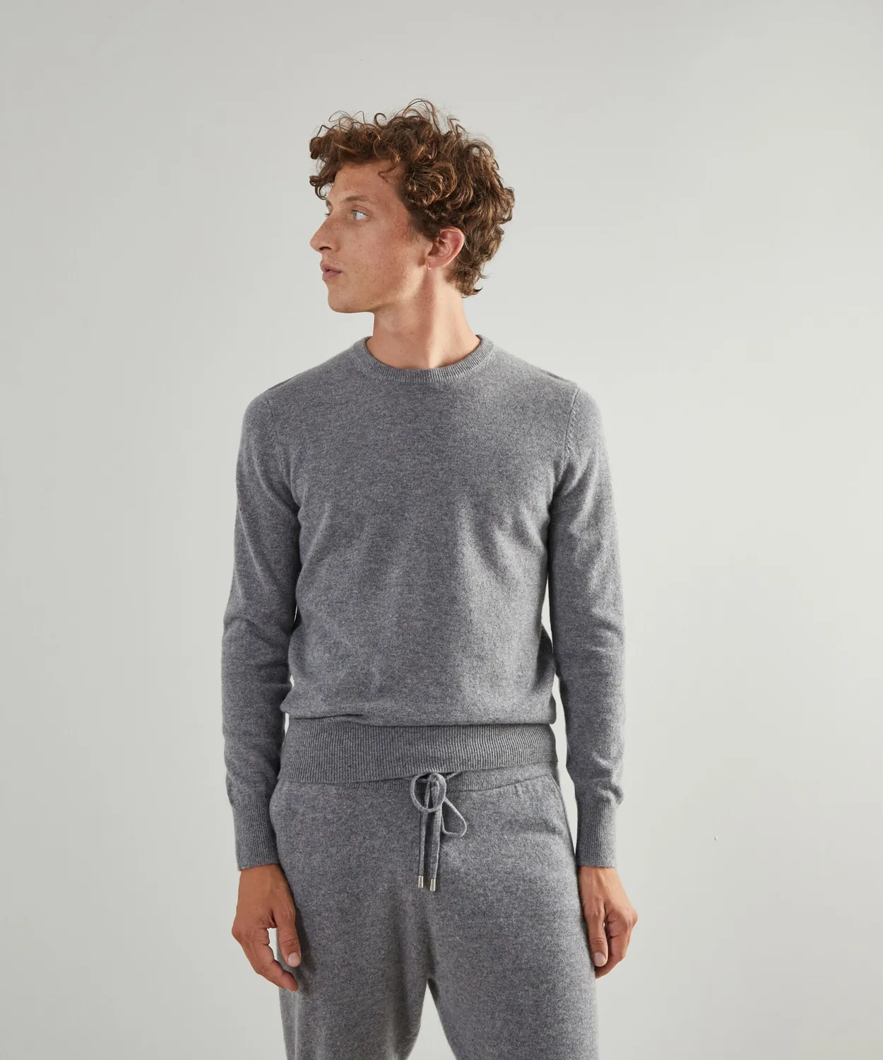 Rodier maglione girocollo cashmere uomo grigio medio 100%
