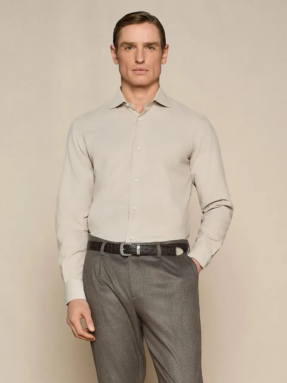 Paul Taylor Camicia Velluto a Coste Cotone Burro