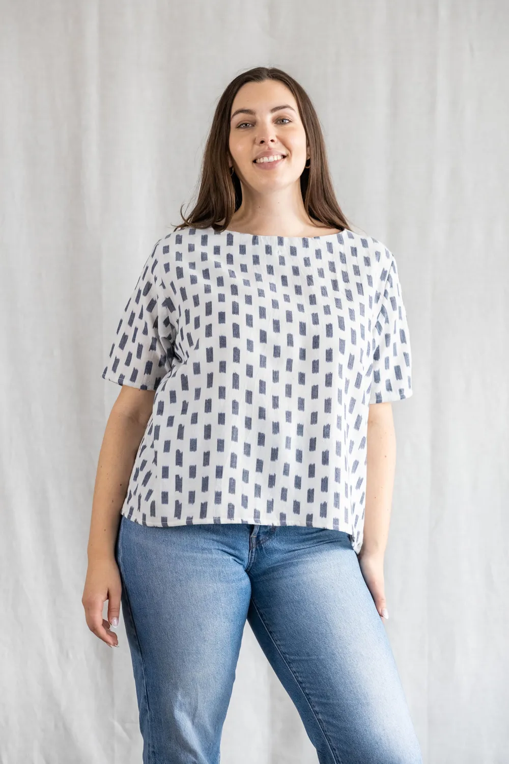 Jyoti Sarala Ikat maglietta cotone bianca