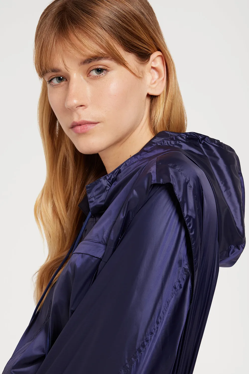 PORTS 1961 giacca windbreaker lunga blu navy