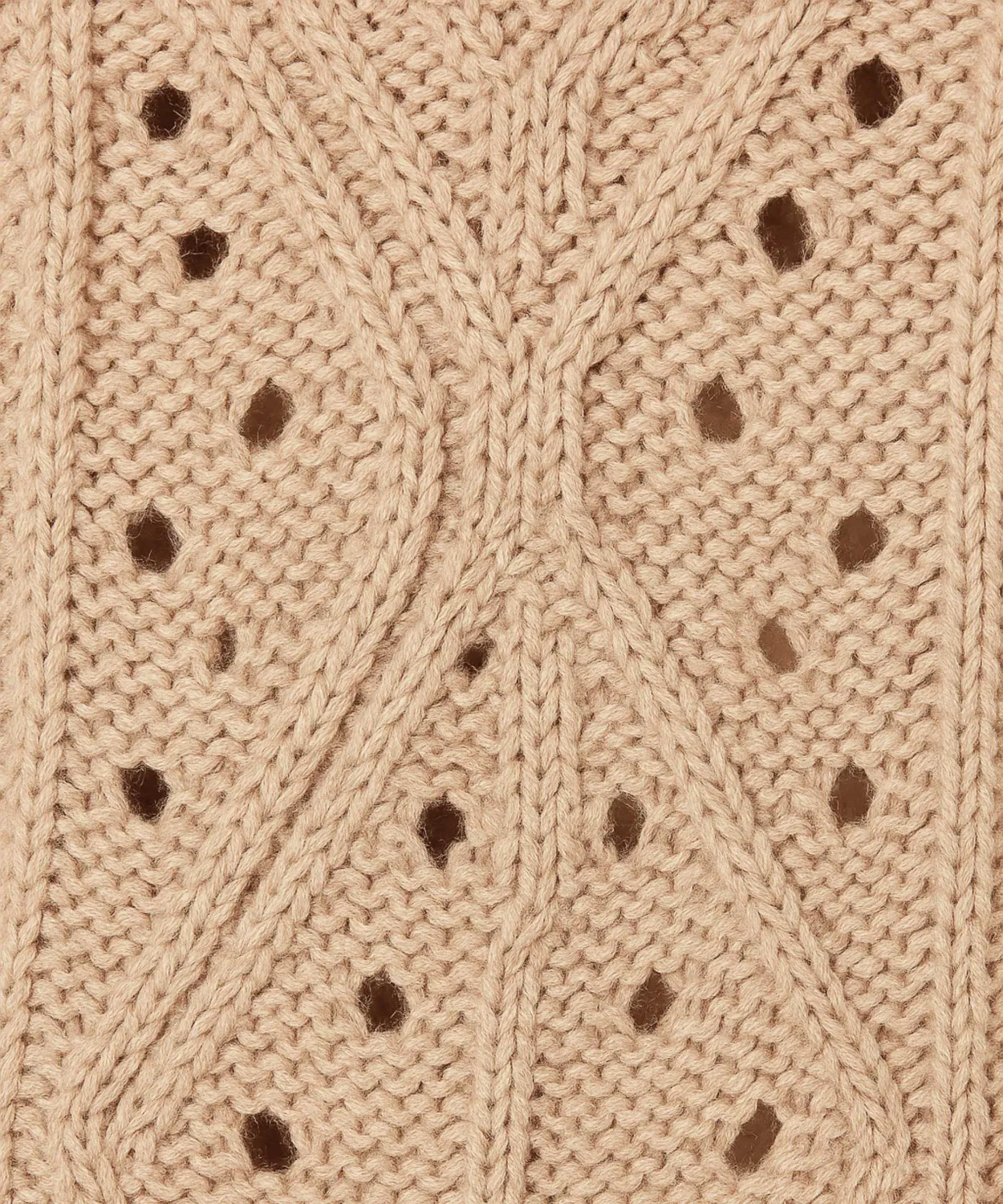 Rodier Maglia Collo Alto Traforato Cotone Lana Beige Ficelle