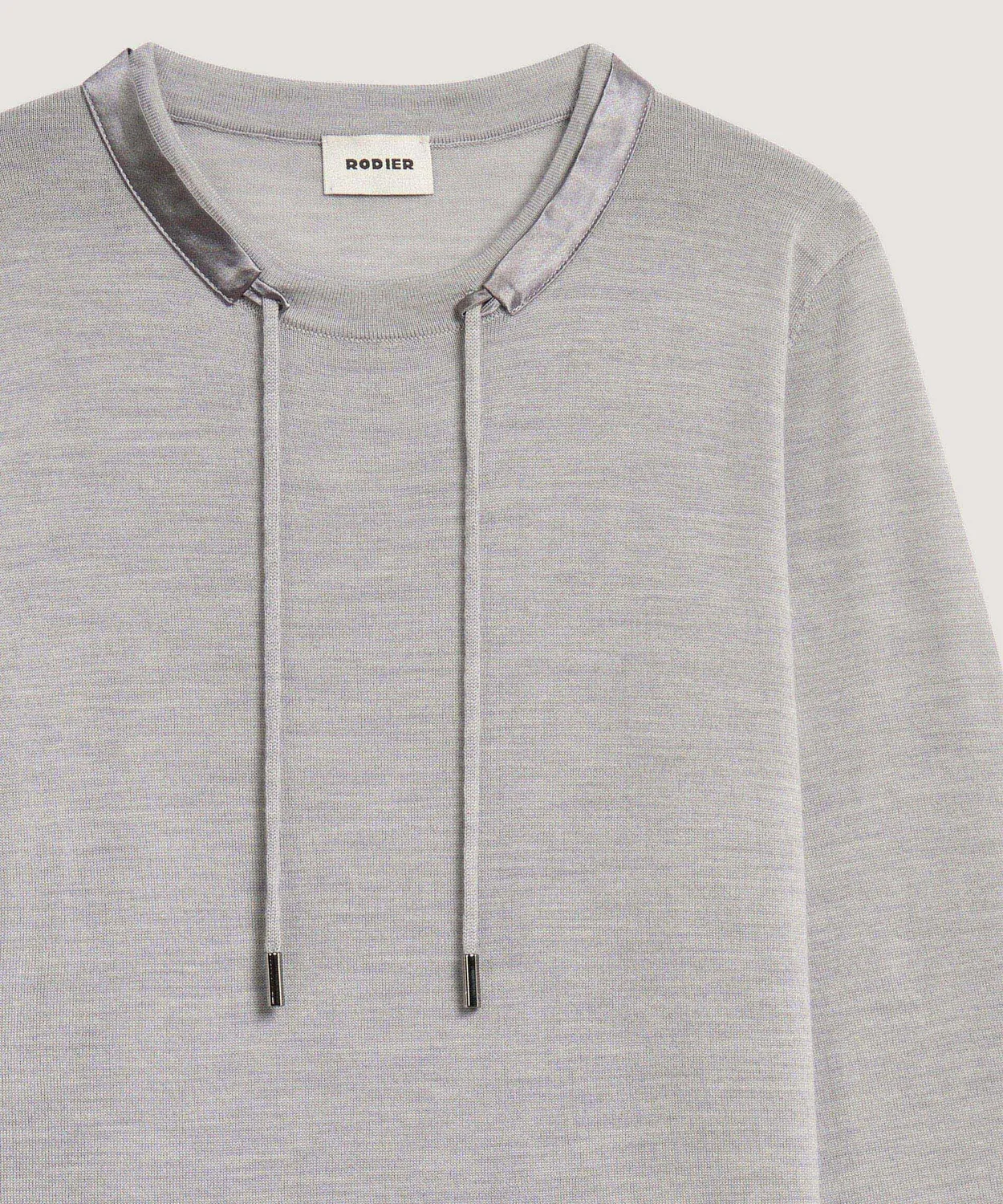 Rodier Maglione girocollo lana merino grigio chiaro maglia fine
