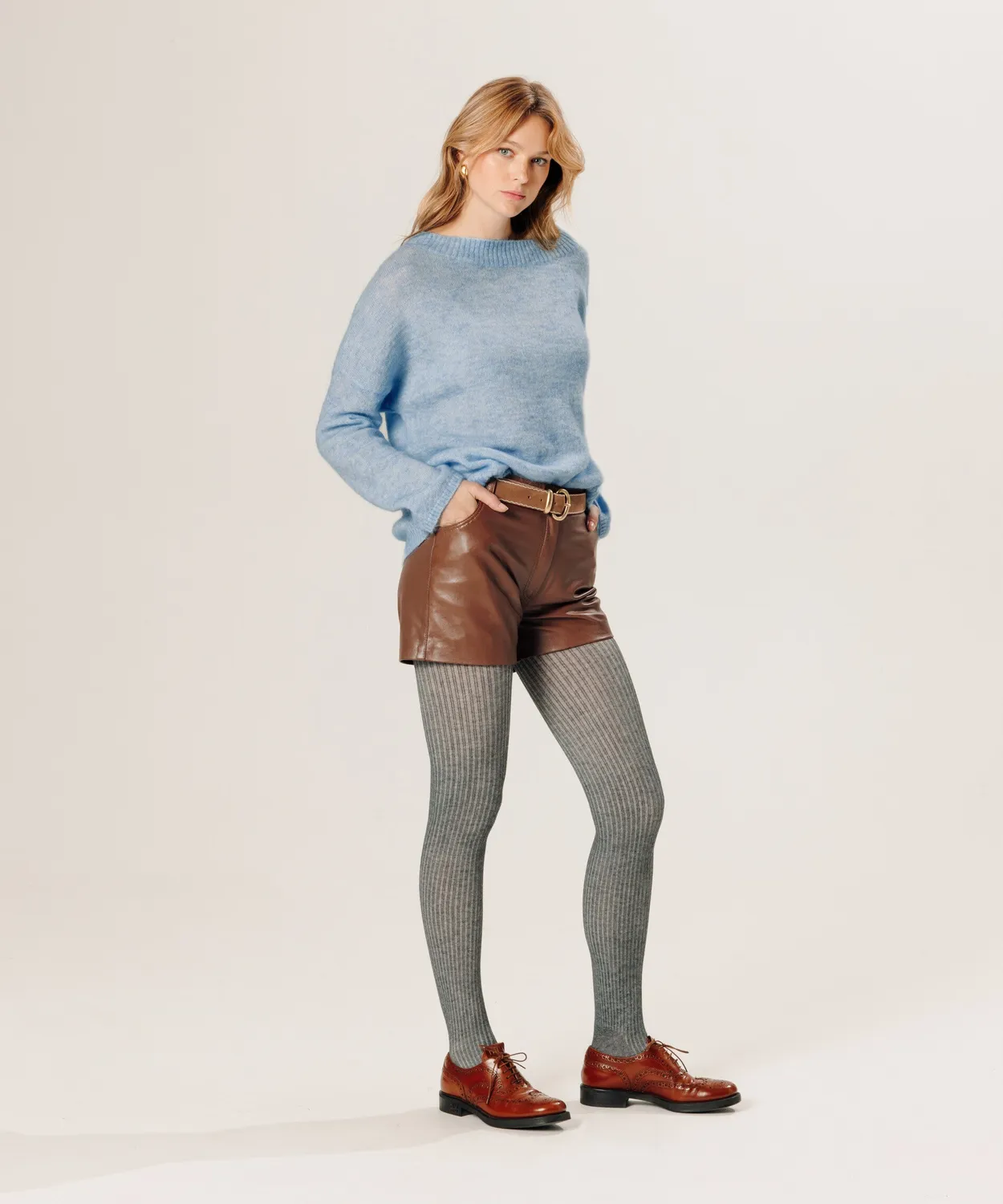 Rodier Pantaloncini in Pelle Marrone Pelle Agnello