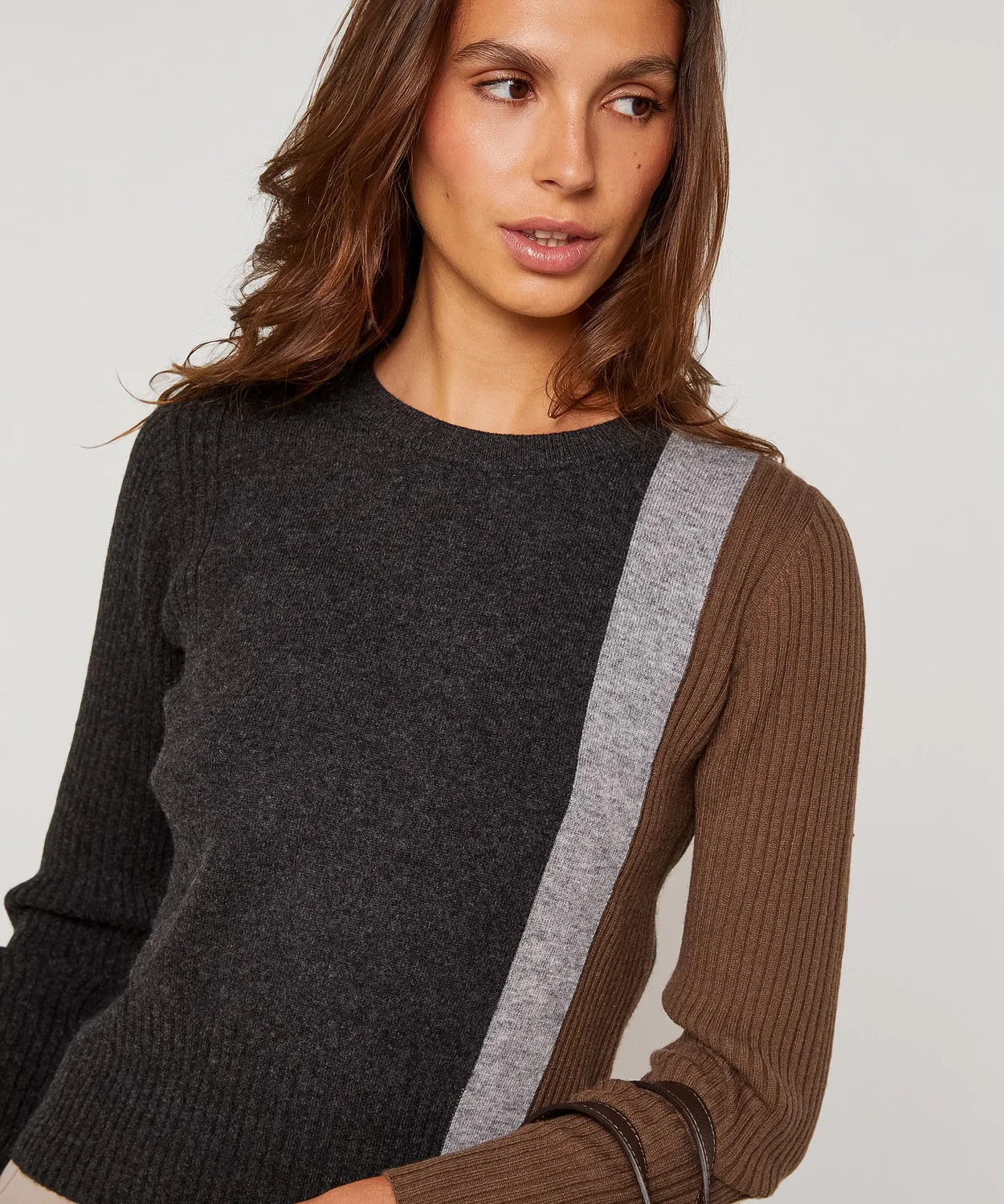 Rodier maglione girocollo antracite colorblock