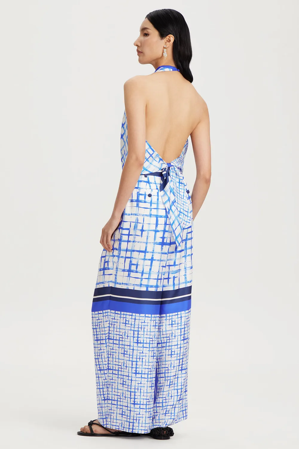 PORTS 1961 Blue Grid camicia blu con sciarpa