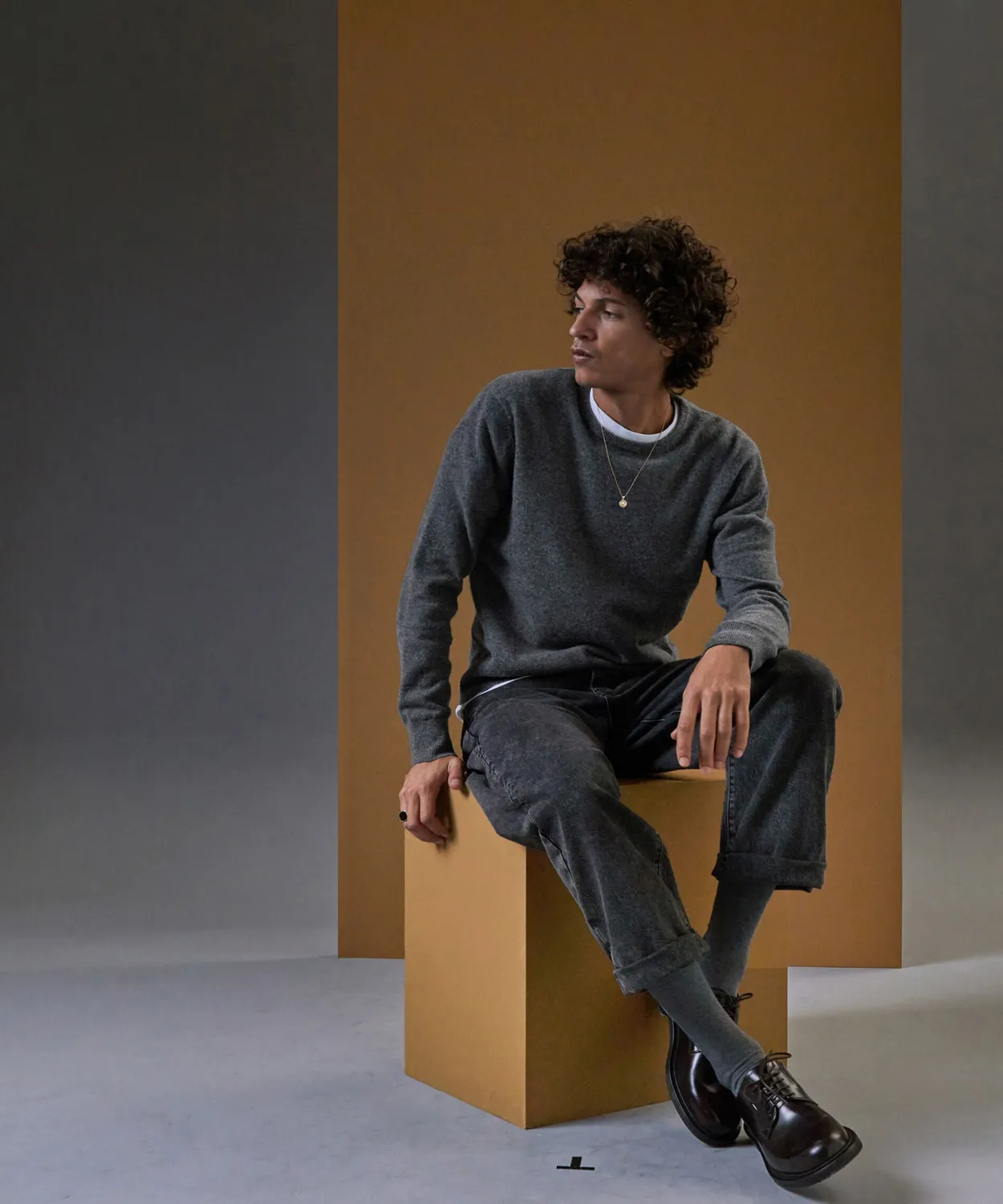 Rodier Maglione uomo girocollo cashmere grigio medio