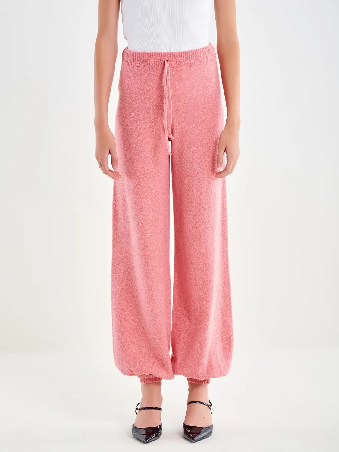 Vicolo Pantaloni Lana pantaloni rosa taglia unica gamba ampia