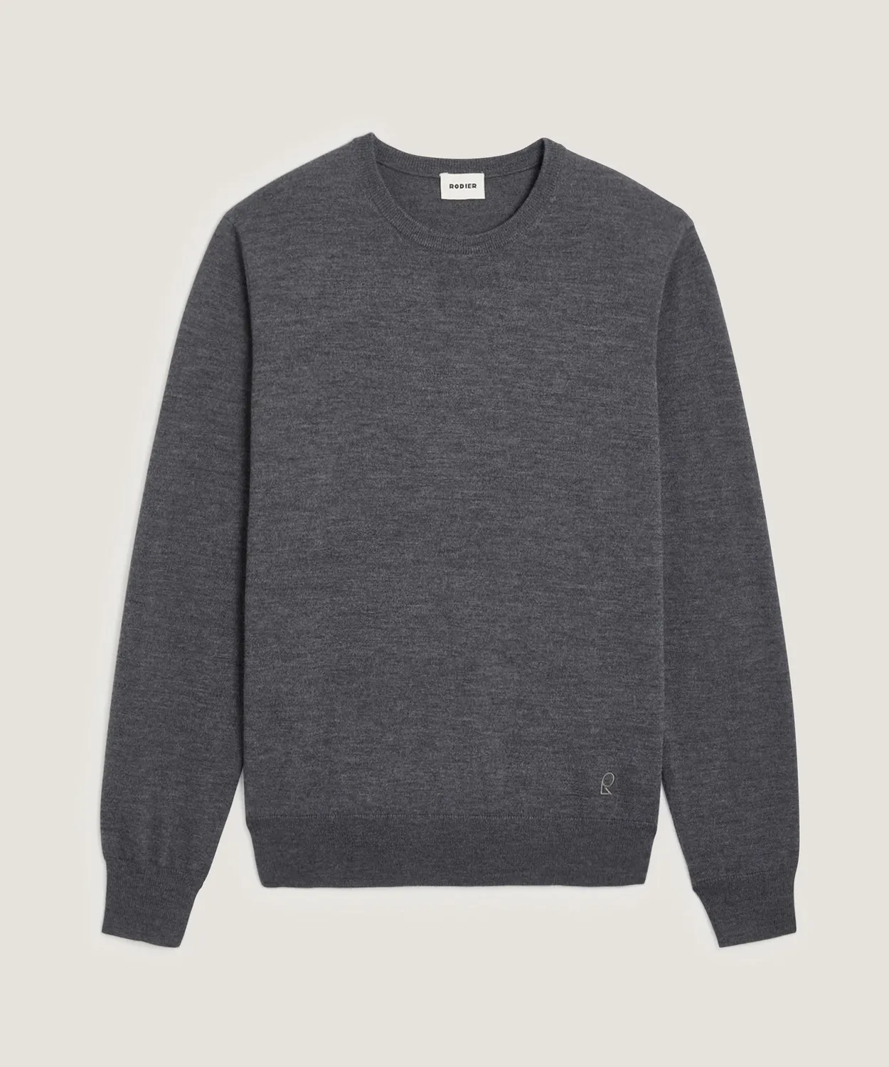 Rodier Maglione uomo merino girocollo grigio scuro