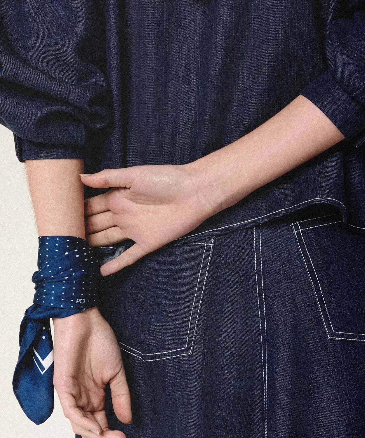Rodier Foulard Seta Pois Blu Navy 70x70