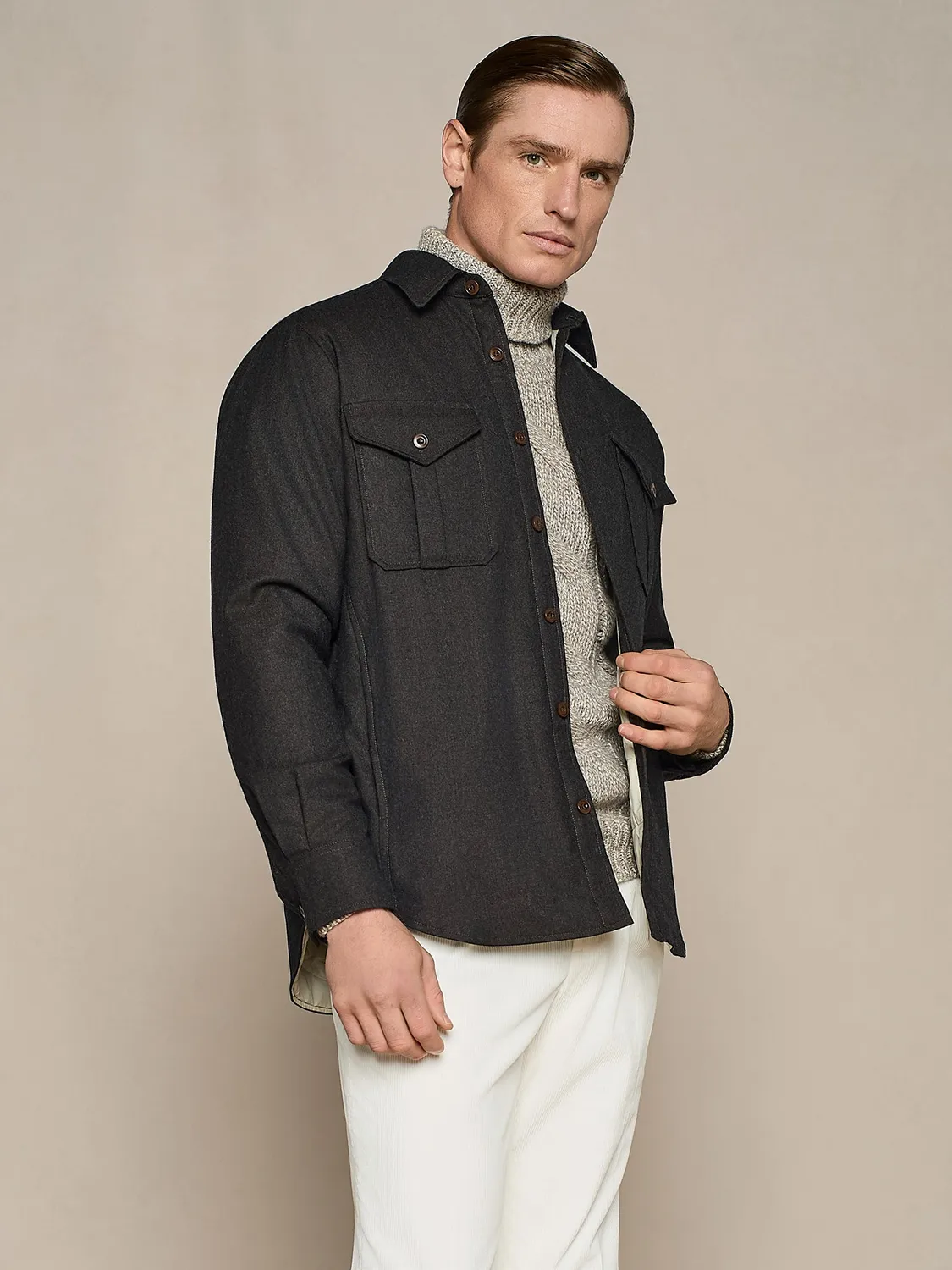 Paul Taylor Overshirt Imbottita Flanella Chocolate Camicia