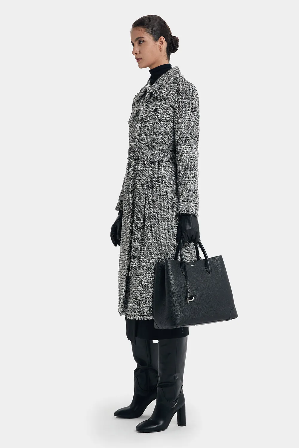 PORTS LT9C083TFD031 cappotto tweed bianco nero