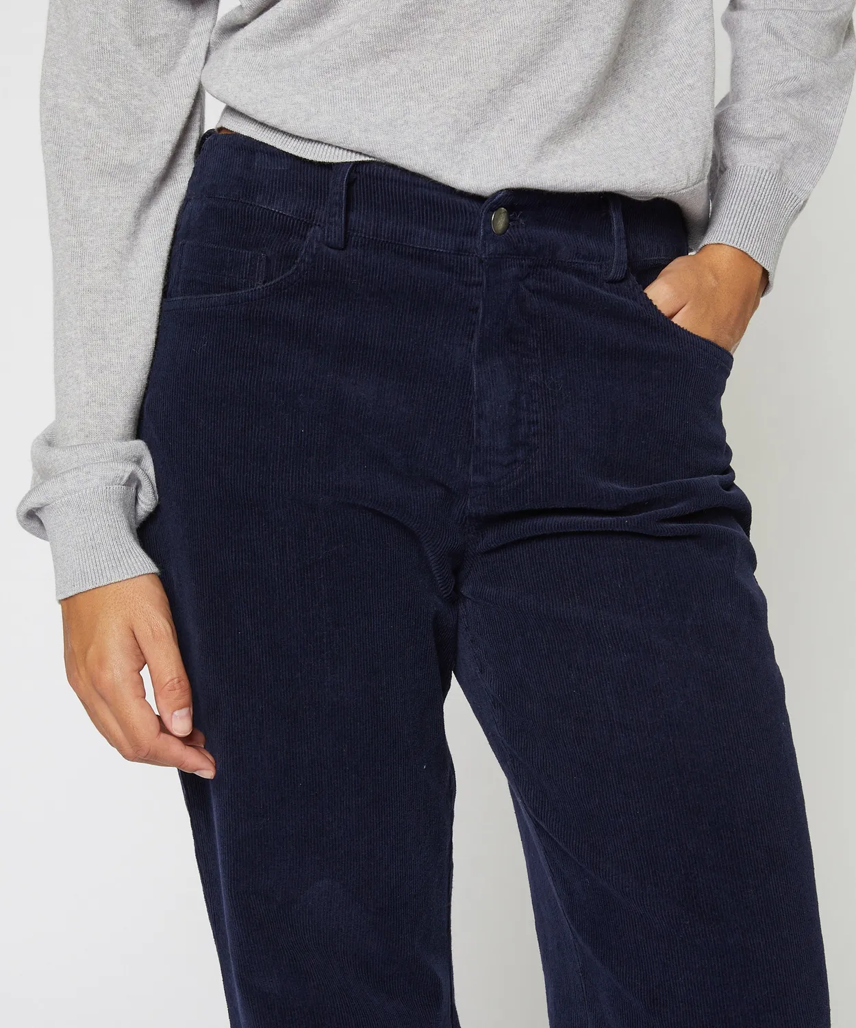 Rodier Pantaloni Larghi Donna Velluto Blu Marino