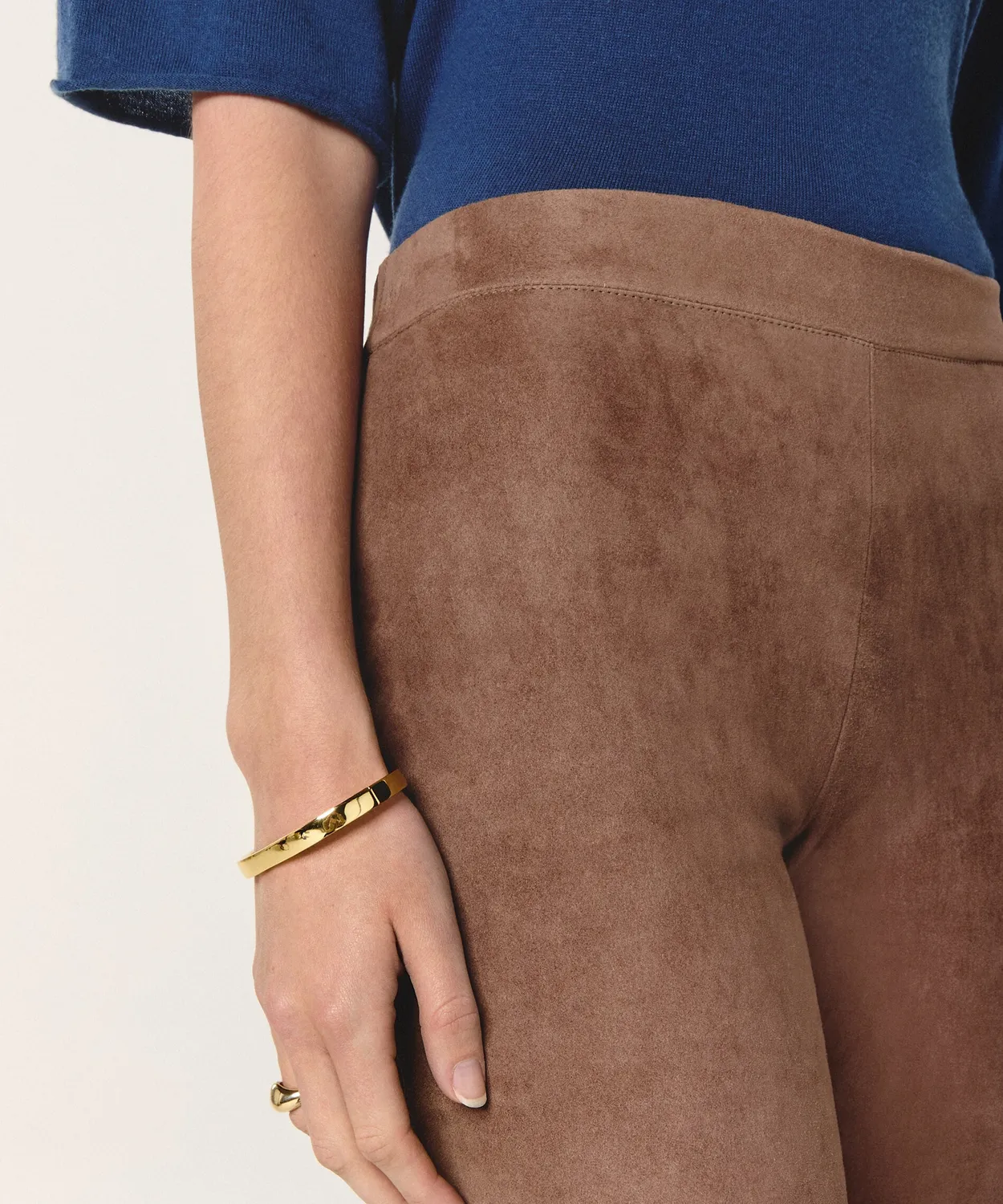 Rodier leggings pelle agnello ice brown stretch