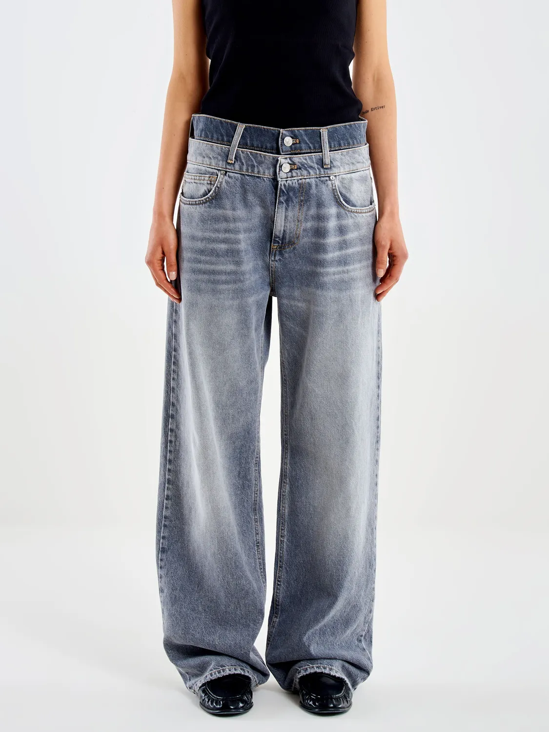 Vicolo Sofia jeans baggy grigio schiarito cotone