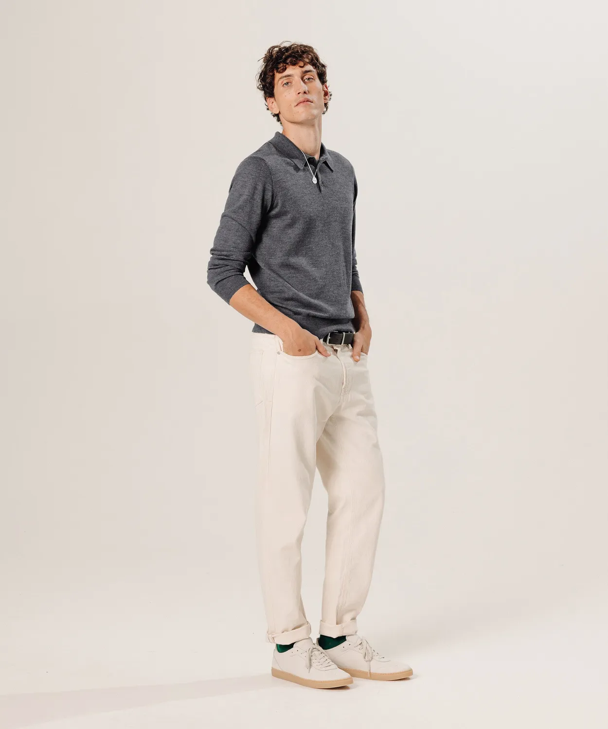 Rodier Polo Lana Merino Grigio Scuro Colletto Classico