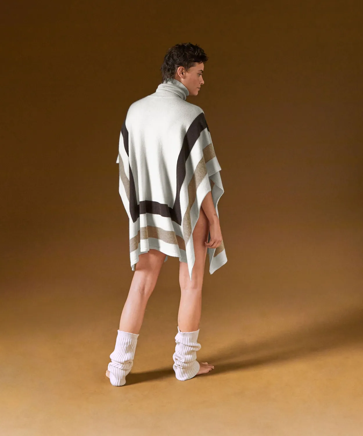 Rodier Poncho Cashmere Collo Alto Bianco Oversize