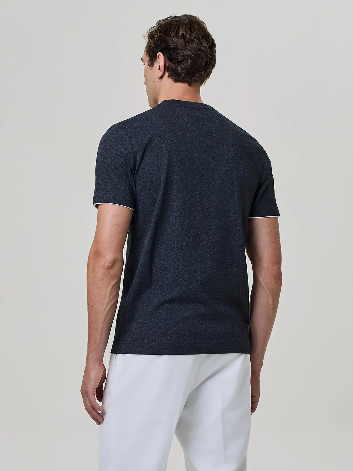 Paul Taylor T-shirt Jersey Mercerizzato Doppio Collo Grigio Scuro