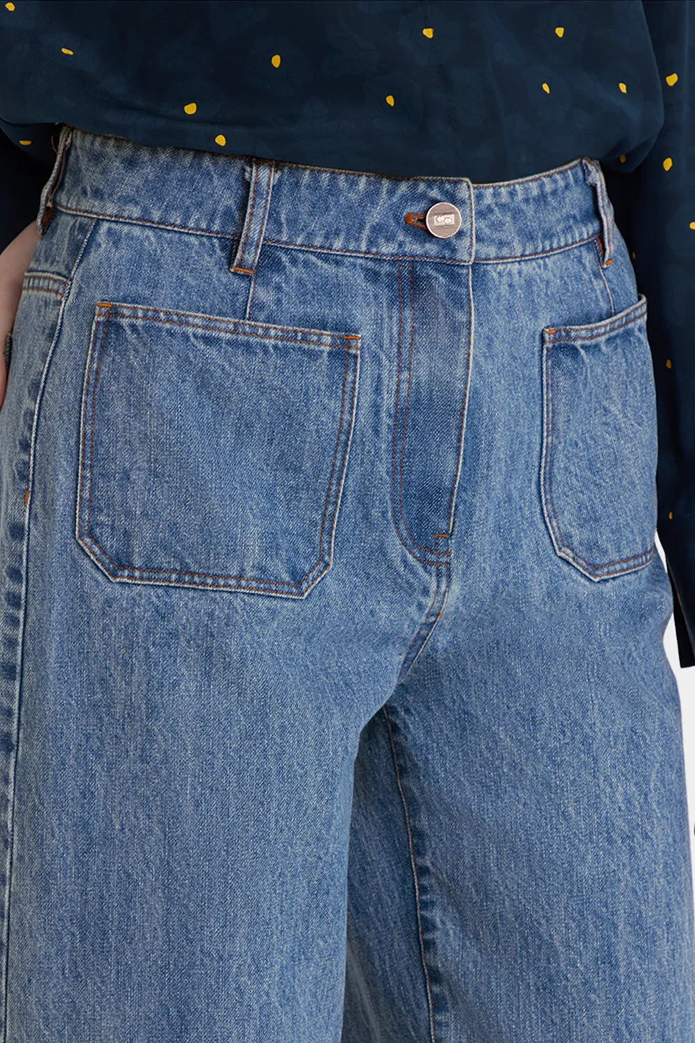 PORTS 1961 jeans utility palazzo indaco cotone
